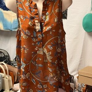 Floral Orange Sleeveless Top